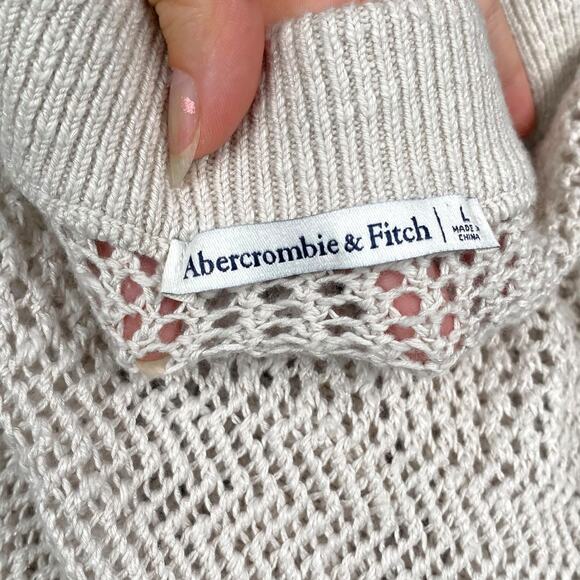 Abercrombie & Fitch Beige Sheer Stripe Crochet Cover Up Maxi Skirt SZ L - Picture 8 of 9